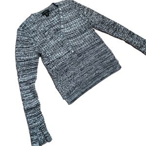 Revolve House of Harlow 1960 Ribbed Button V-Neck Marled Grey/Black Sweater (XL)